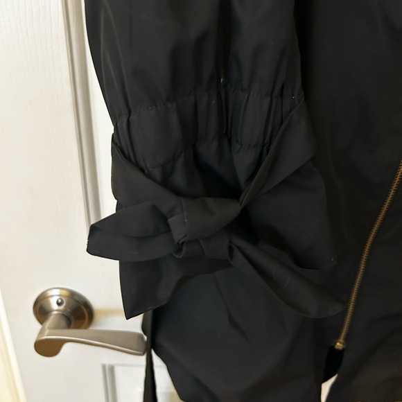 Cole Haan Black Hooded Rain Jacket with Gold Zippers- Women’s Large - Picture 3 of 5